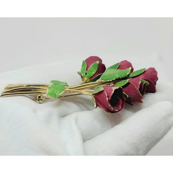 Vintage Rose Bouquet Brooch - Picture 3 of 5